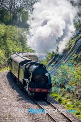 Steam Train On The Bluebell Railway Line In Sussex Stock Photo