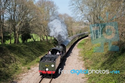 Steam Train On The Bluebell Railway Line In Sussex Stock Photo