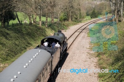 Steam Train On The Bluebell Railway Line In Sussex Stock Photo