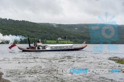 Steam Yacht Gondola On Coniston Water Stock Photo