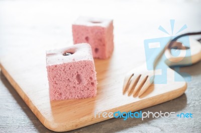 Steamed Cake On Wooden Plate Stock Photo