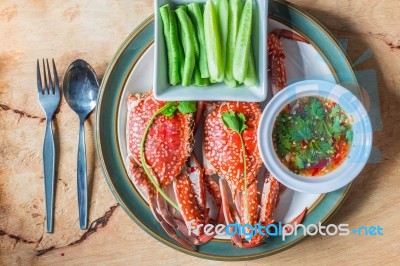 Steamed Crab Dish With Vegetables Stock Photo