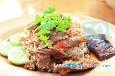 Steamed Duck Or  Pot-stewed Duck With Rice Stock Photo