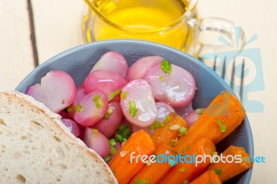 Steamed  Root Vegetable On A Bowl Stock Photo