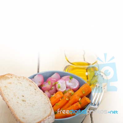 Steamed  Root Vegetable On A Bowl Stock Photo