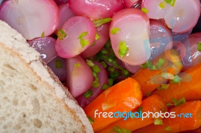 Steamed  Root Vegetable On A Bowl Stock Photo