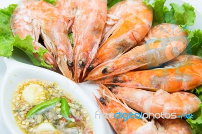 Steamed Shrimp Stock Photo