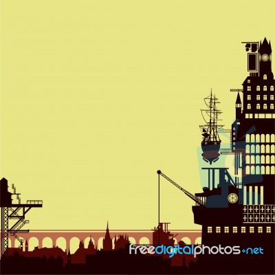 Steampunk City Background Stock Image