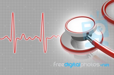 Stethoscope And Ecg Stock Image