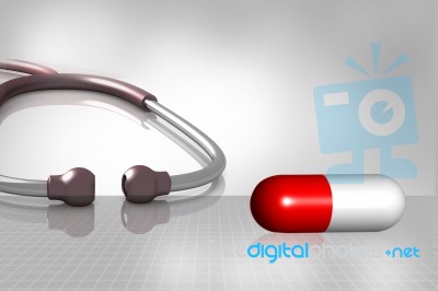 Stethoscope And Pills Stock Image