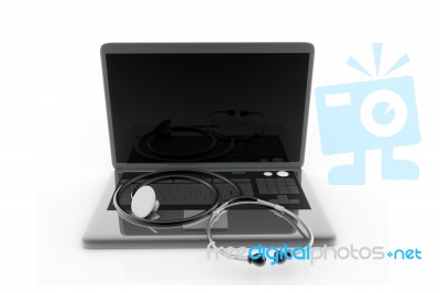 Stethoscope With Laptop Stock Image