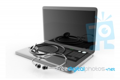 Stethoscope With Laptop Stock Image