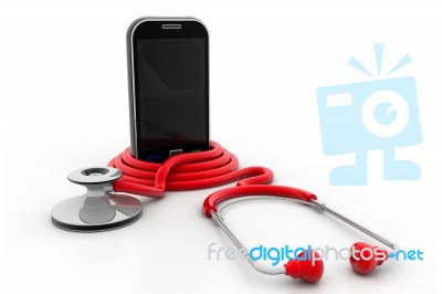 Stethoscope With Mobile Phone Stock Image