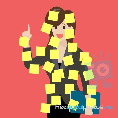 Sticky Notes Girl Stock Image