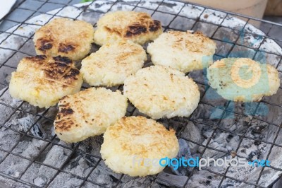 Sticky Rice Grilled Stock Photo