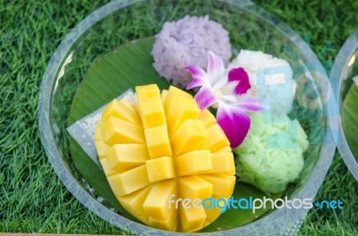 Sticky Rice With Mango Stock Photo