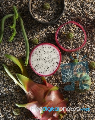 Still Life Of Dragon Fruit Stock Photo