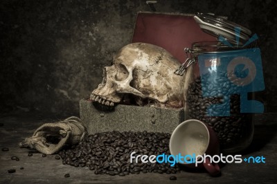 Still Life With Coffee Beans Stock Photo