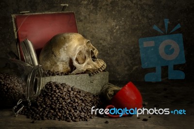 Still Life With Coffee Beans Stock Photo