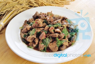 Stir Fried Chicken Whit Basil Stock Photo