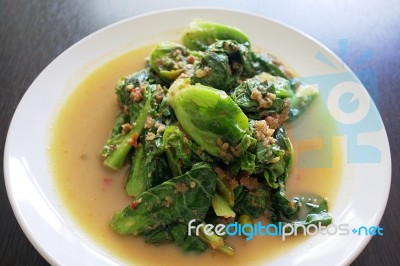 Stir Fried Choy Sum  , Thai Cuisine Stock Photo