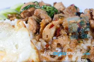 Stir-fried Spicy Beef With Basil ,thai Food Stock Photo