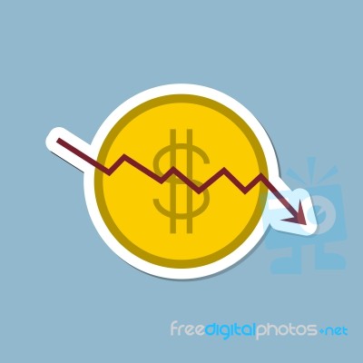 Stock Crisis With Dollar Coin Stock Image