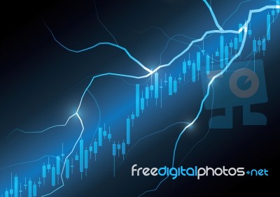 Stock Market Candle-stick Graph Thunderbolt Stock Image