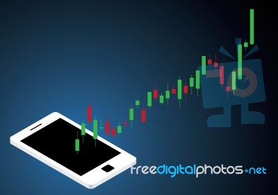 Stock Market Candle Stick Mobile Phone Stock Image