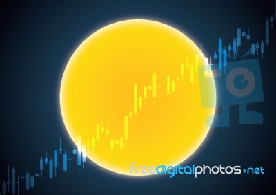 Stock Market Candle-stick Moon Stock Image