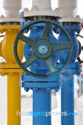 Stock Photo - Blue Pipeline Valve On White Background Stock Photo