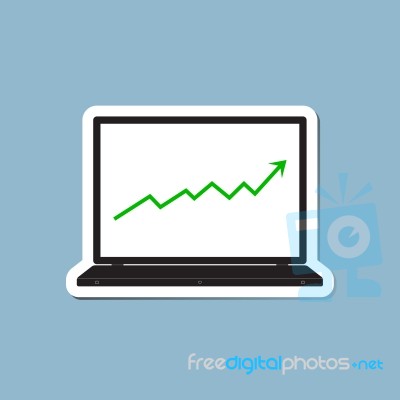 Stock Raise Up High With Laptop Stock Image