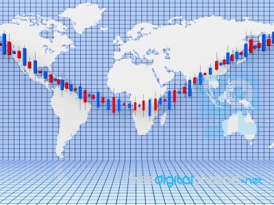 Stocks Graph Shows World Wide And Diagram Stock Image