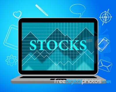 Stocks Online Indicates Searching Www And Computer Stock Image