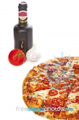 Stone Baked Pizza Margarita Stock Photo