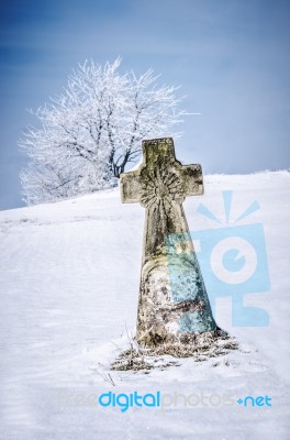 Stone Cross Stock Photo