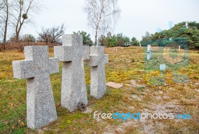 Stone Crosses In The Old Cemetery Stock Photo