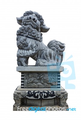 Stone Lion Sculpture Stock Photo