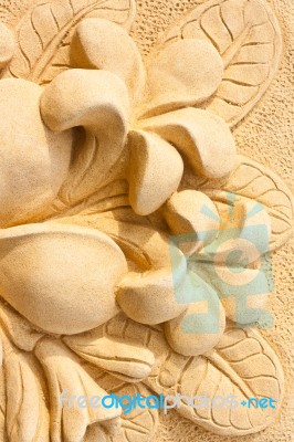 Stone Plumeria Craft Art Design For Spa Stock Photo