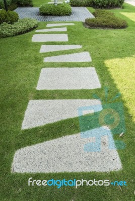 Stone Walkway In The Garden Stock Photo