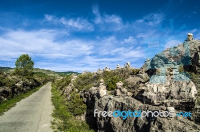 Stones In Balance In Greenway Black Eyes Stock Photo