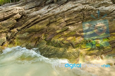 Stones On Beach And Sea Water Stock Photo