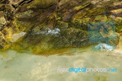 Stones On Beach And Sea Water Stock Photo