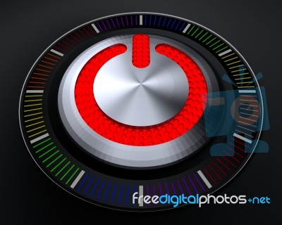 Stop Button With Glowing Red Lights On Dark Console Stock Image