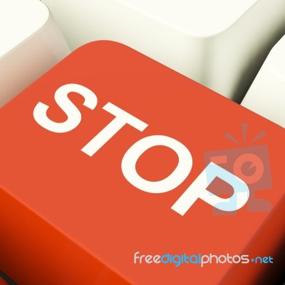 Stop Computer Key Stock Image