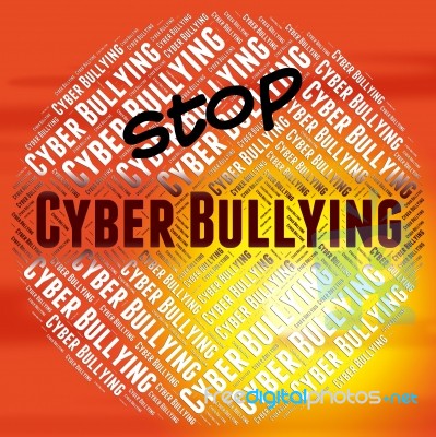 Stop Cyber Bullying Indicates Warning Sign And Web Stock Image ...