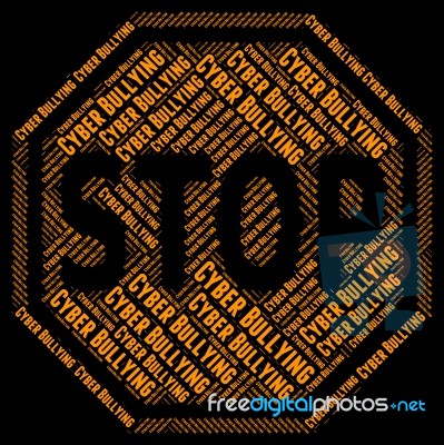 Stop Cyber Bullying Means World Wide Web And Caution Stock Image