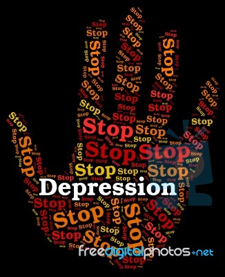 Stop Depression Represents Warning Sign And Caution Stock Image