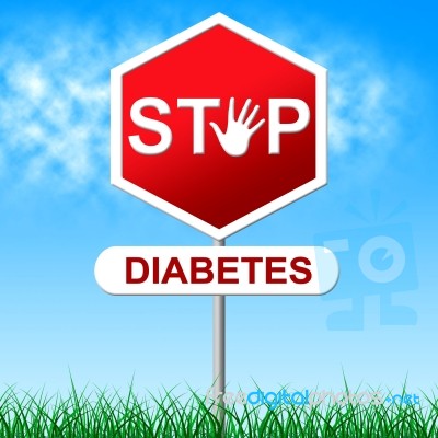 Stop Diabetes Represents Stopping Hypoglycemia And Insulin Stock Image