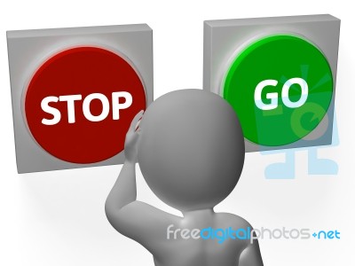 Stop Go Buttons Show Stopping Or Starting Stock Image